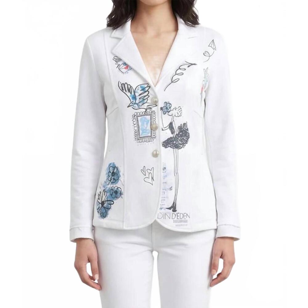 NEW DOLCEZZA collared blazer in white/multi